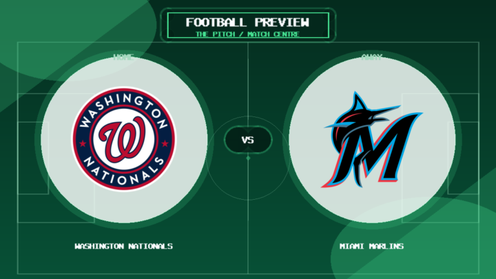 Washington Nationals vs Miami Marlins team logo match preview graphic