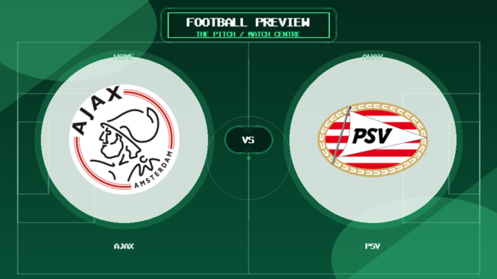 Ajax vs PSV club crest match preview graphic