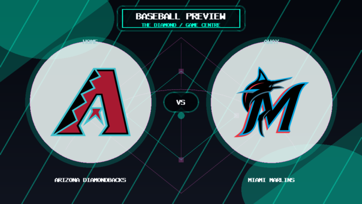 Arizona Diamondbacks vs Miami Marlins team logo match preview graphic