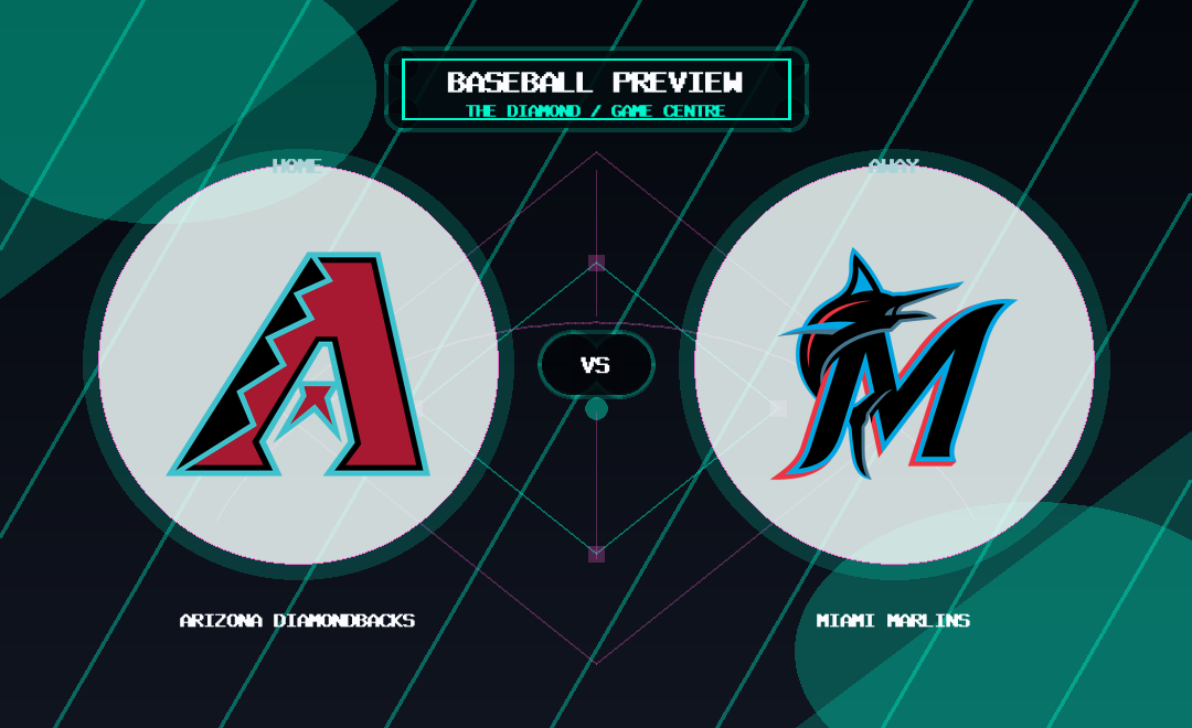 Arizona Diamondbacks vs Miami Marlins team logo match preview graphic