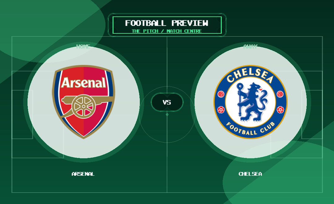 Arsenal vs Chelsea club crest match preview graphic