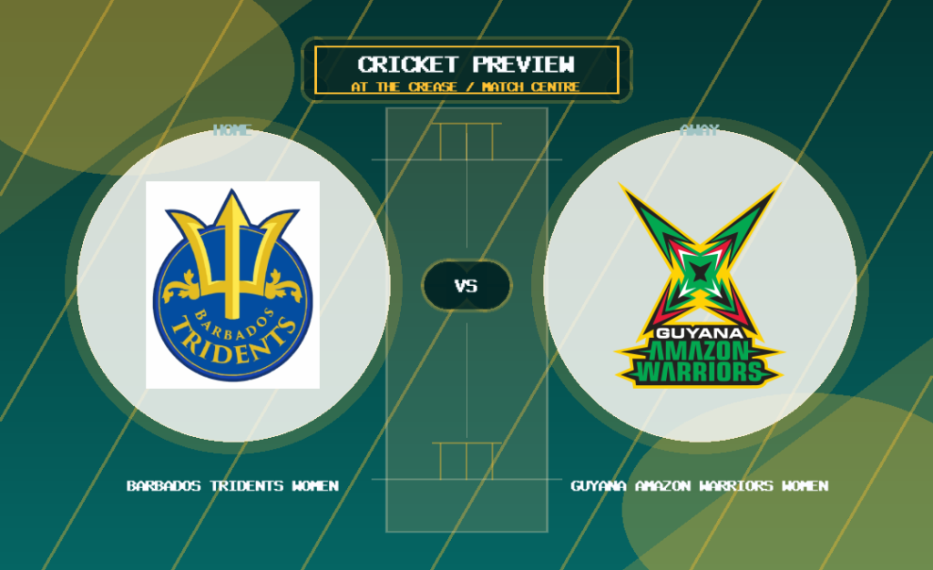 Barbados Tridents Women vs Guyana Amazon Warriors Women team logo match preview graphic