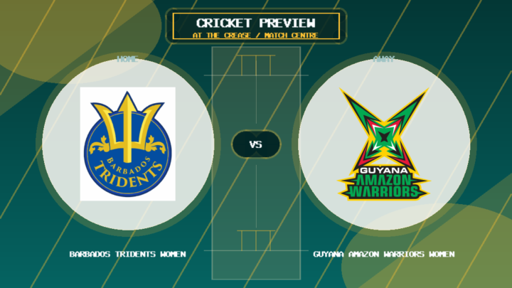 Barbados Tridents Women vs Guyana Amazon Warriors Women team logo match preview graphic