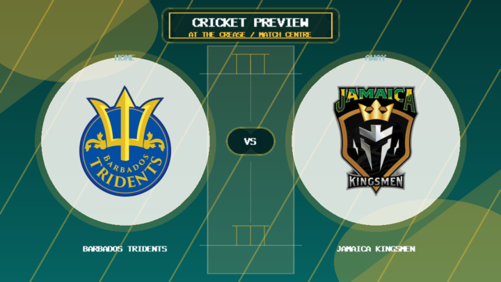 Barbados Tridents vs Jamaica Kingsmen team logo match preview graphic