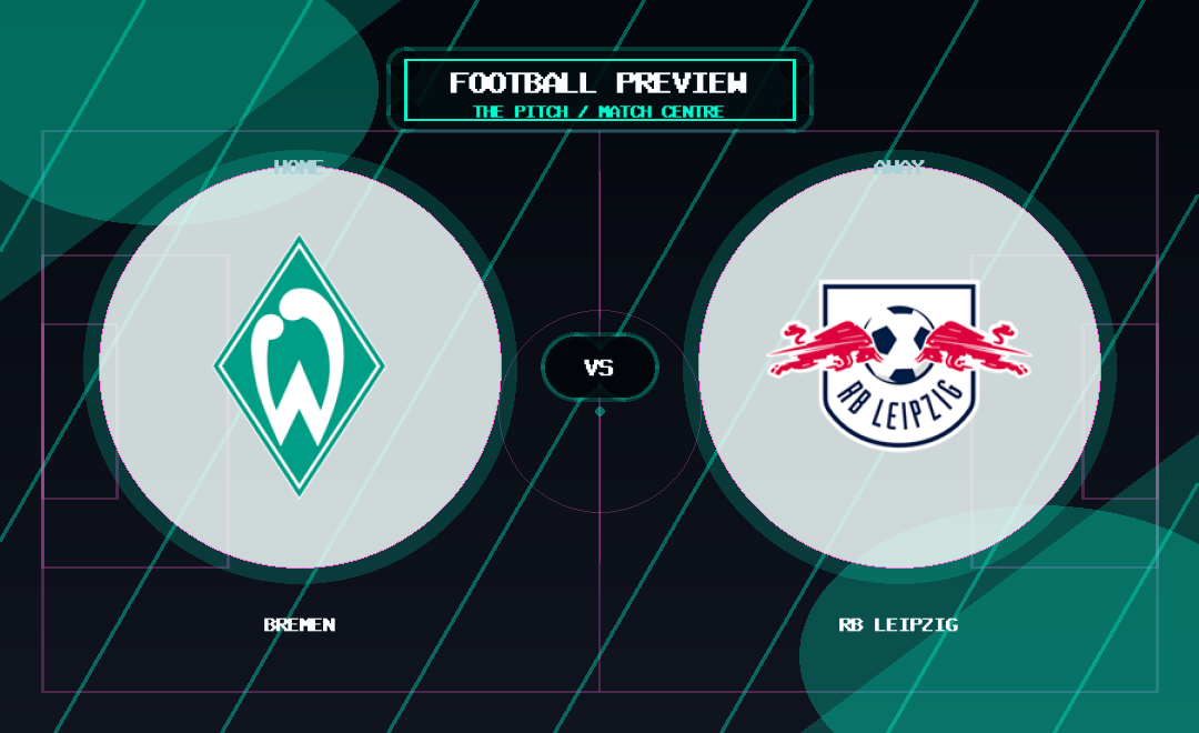 Bremen vs RB Leipzig club crest match preview graphic