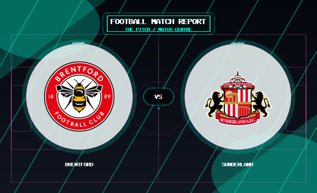 Brentford vs Sunderland club crest match report graphic