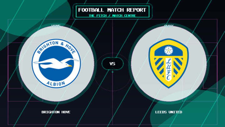 Brighton Hove vs Leeds United club crest match report graphic