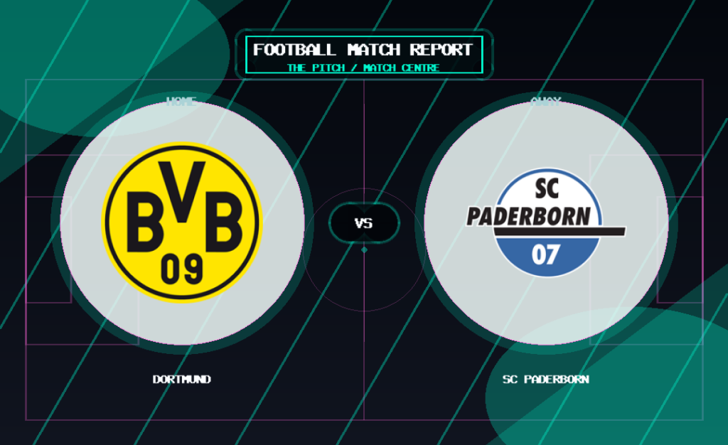 Dortmund vs SC Paderborn club crest match report graphic