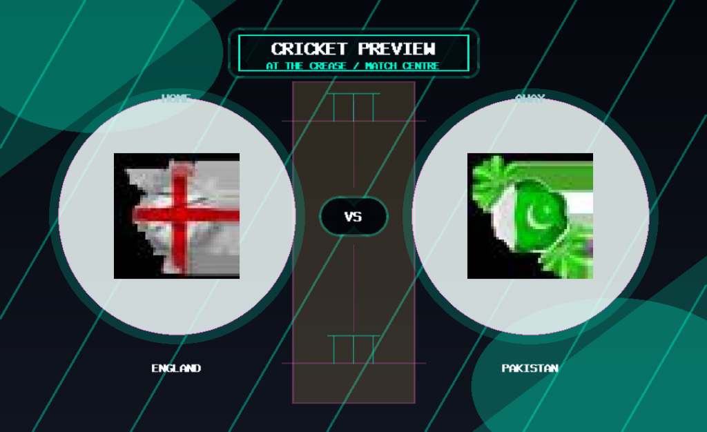 England vs Pakistan team logo match preview graphic