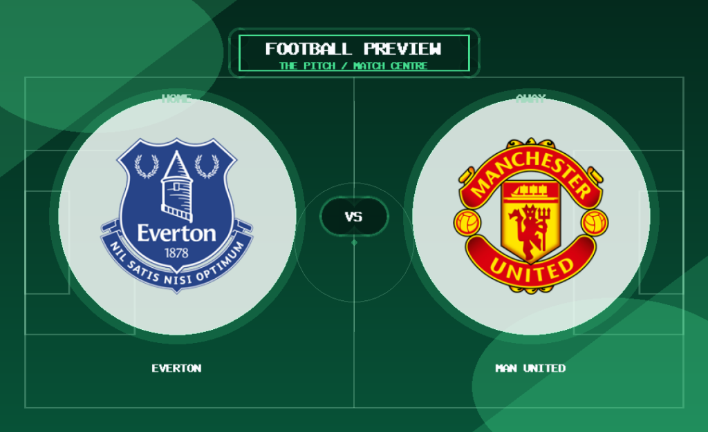 Everton vs Man United club crest match preview graphic