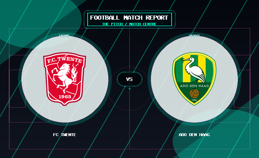 FC Twente vs ADO Den Haag club crest match report graphic