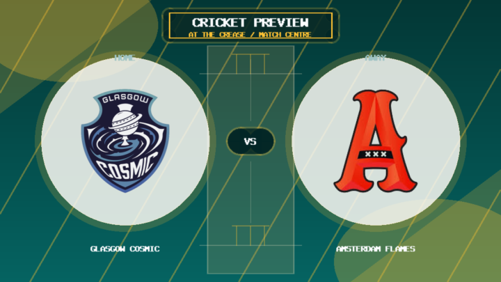 Glasgow Cosmic vs Amsterdam Flames team logo match preview graphic