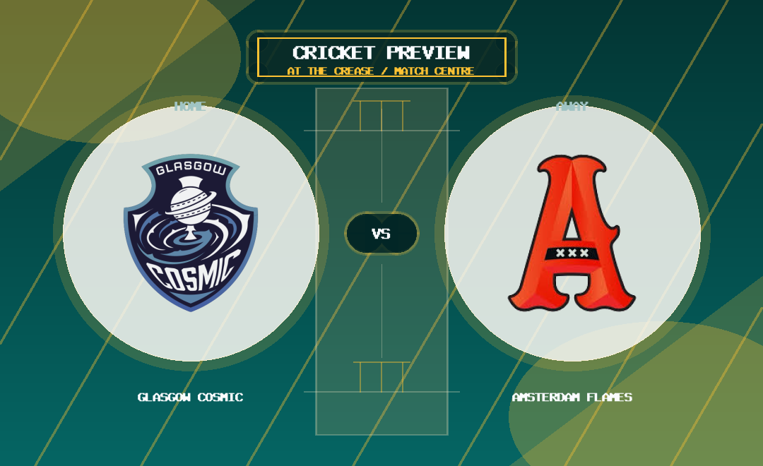Glasgow Cosmic vs Amsterdam Flames team logo match preview graphic