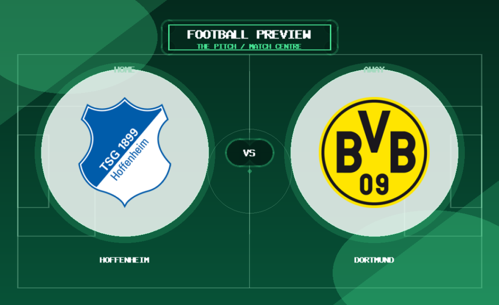 Hoffenheim vs Dortmund club crest match preview graphic