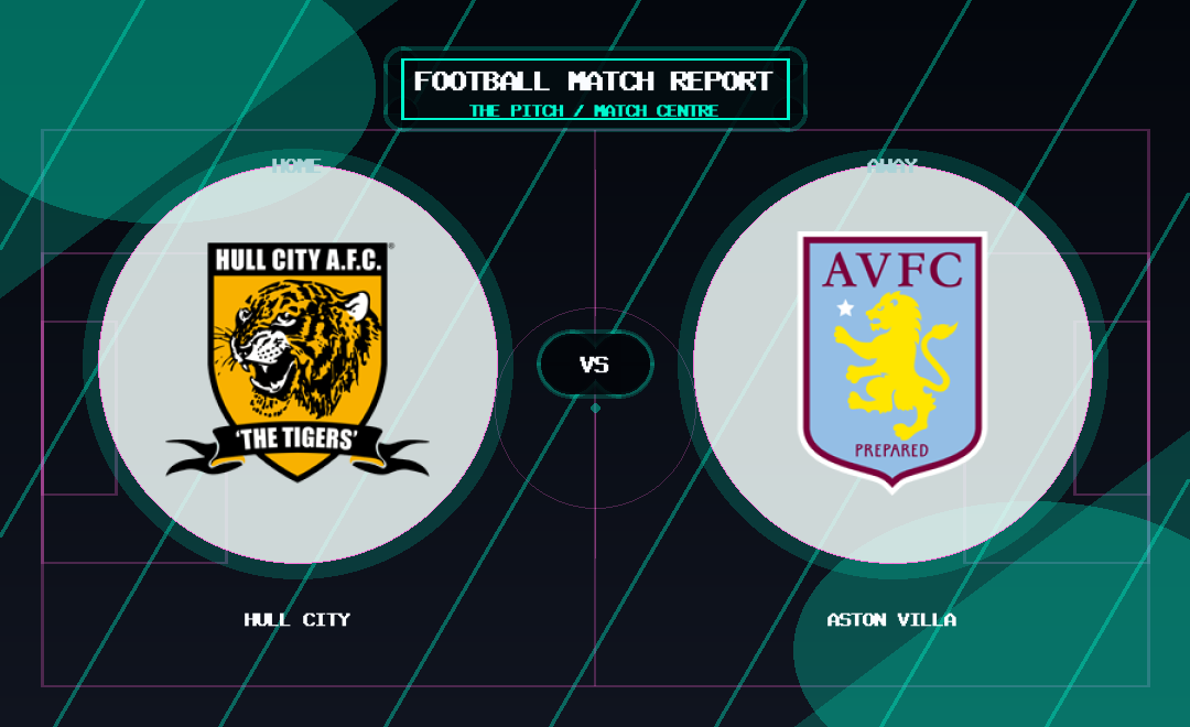 Hull City vs Aston Villa club crest match report graphic