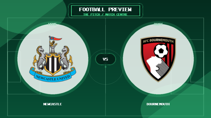 Newcastle vs Bournemouth club crest match preview graphic