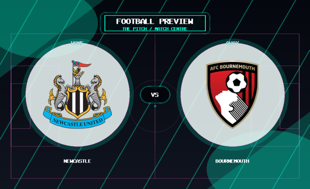 Newcastle vs Bournemouth club crest match preview graphic
