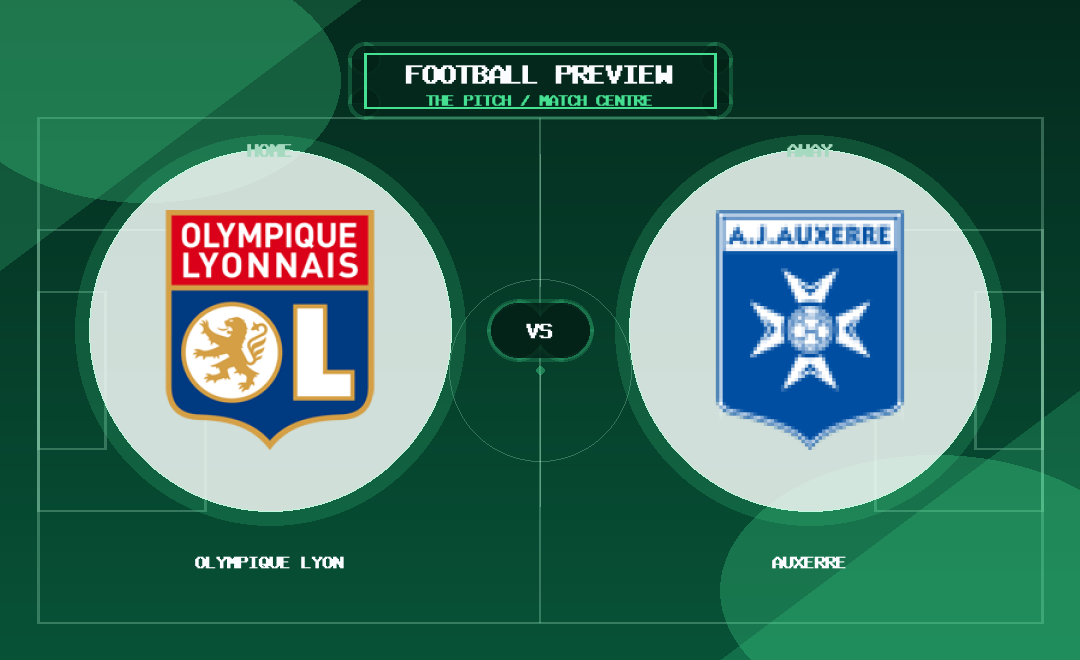 Olympique Lyon vs Auxerre club crest match preview graphic