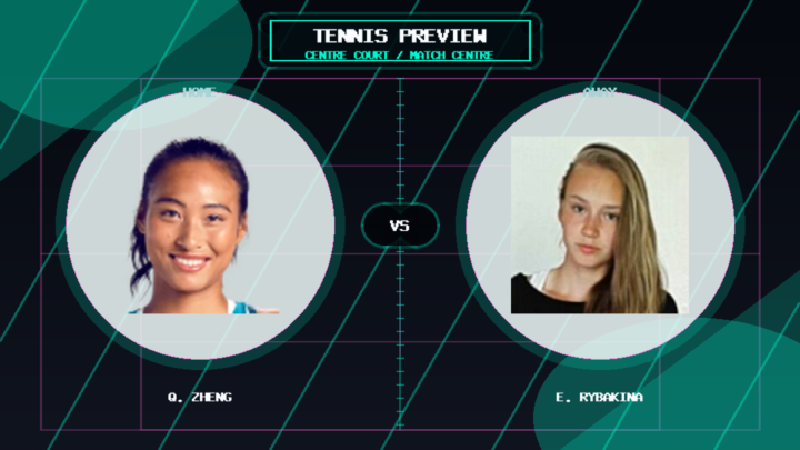 Q. Zheng vs E. Rybakina player profile image match preview graphic