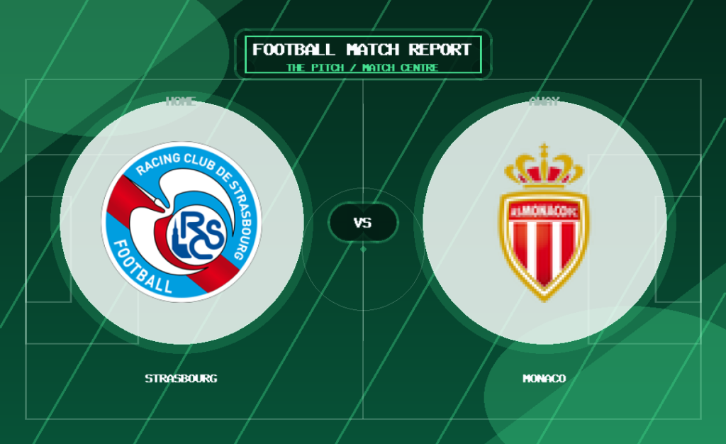 Strasbourg vs Monaco club crest match preview graphic