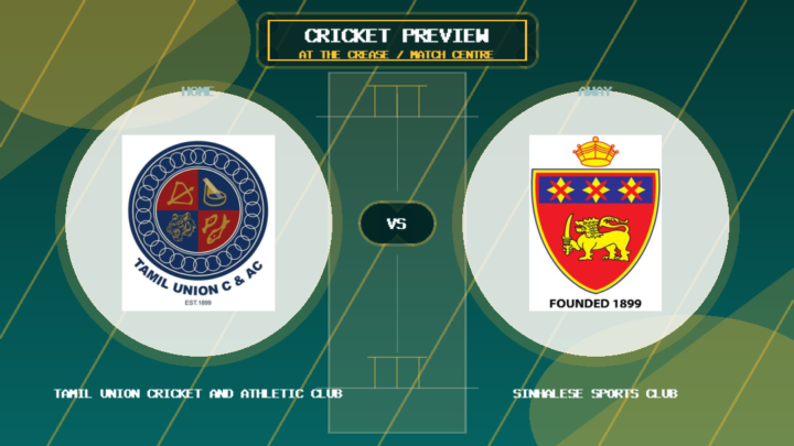 Tamil Union Cricket and Athletic Club vs Sinhalese Sports Club team logo match preview graphic