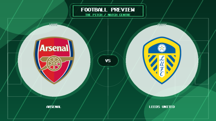 Arsenal vs Leeds United club crest match preview graphic