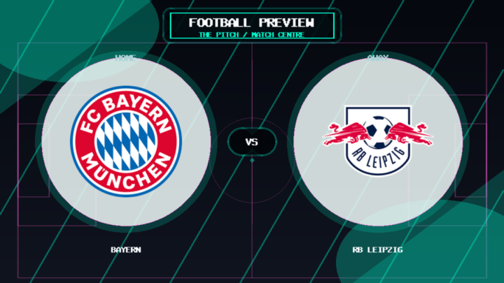 Bayern vs RB Leipzig club crest match preview graphic