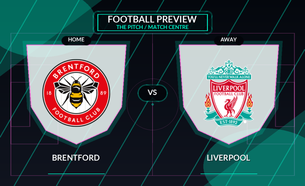 Brentford vs Liverpool club crest match preview graphic