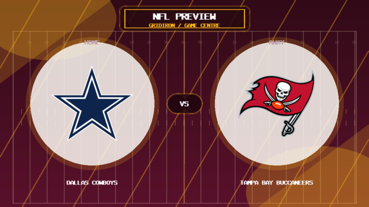 Dallas Cowboys vs Tampa Bay Buccaneers team logo match preview graphic