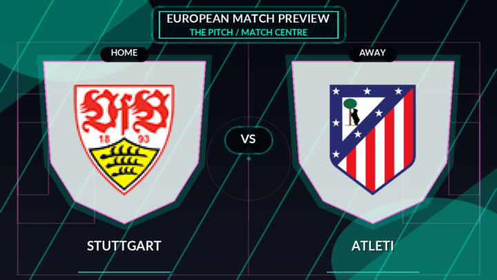 Stuttgart vs Atleti club crest match preview graphic