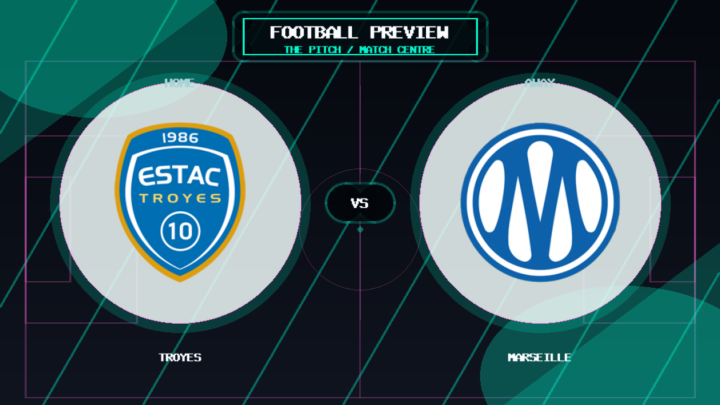 Troyes vs Marseille club crest match preview graphic